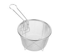Zerodeko Deep Fryer Basket Round Shape Stainless Steel with Handle, Prevents Hot Oil Splashes and Simple to Lift and Drain Oil for Kitchen Frying and Daily Cooking for French Fries