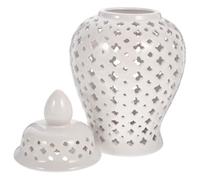 Zerodeko Delicate Ceramic Hollow-out Flower Vase Vintage Porcelain Jar Decorative Pot for Wedding Home Patio Garden Display