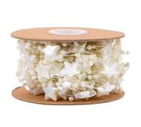 Zerodeko DIY Beaded Star Chain String for Jewelry Crafts Beige Pearl Star Garland for Wedding Party Decoration Festive Craft Supplies for Home and Gift Wrapping