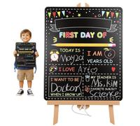 Zerodeko Double Sided First and Last Day School Board 25.4 x 30.5cm | Wooden Chalkboard for Recording Starting Nursery, Primary School, End of Term Milestone Memories