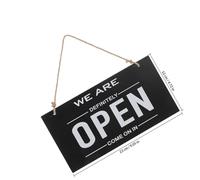 Zerodeko Double Sided Open and Closed Sign for Door, Black Density Board and Jute Rope Material, Breeze Installation, High Visibility, for Business and Home Decor