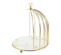 Zerodeko Elegant White Iron Birdcage Cake Dish for Desktop Cakes with Single Layer Cupcake Display Stand, for Wedding and Shower Afternoon Tea Party