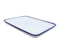 Zerodeko Enamel Rectangular Serving Tray White Porcelain Kitchen Dinner Tray 28x39x2.8cm for Home and Party Use