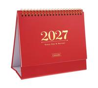 Zerodeko English Calendar 2027, Academic Monthly Flip Planner, Red