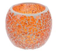 Zerodeko European Mosaic Glass Candle Holder, Orange Toned Decorative Candlestick for Romantic Dinner, Wedding Table Ornament, Glass Candle Cup for Home and Party Decor