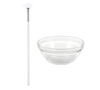 Zerodeko Facial Mask Brush and Mask Mixing Bowl Set, White Nylon Material with Diffusing Edges and Easy to Hold Design, for DIY Beauty Salon and Home Face Care
