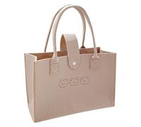 Zerodeko Felt Tote Bag Portable Comfortable Large Capacity Khaki Multipurpose Storage Pouch for Grocery Shopping and Farmer Market