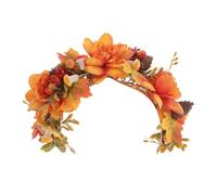 Zerodeko Festive Pumpkin Headband for Women and Featuring Autumn Floral Crown Design with Comfortable Cloth and Plastic Materials, for Wedding Party and Festive Gathering in Fall Season