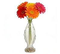 Zerodeko Fish Shaped Wishing Bottle Transparent Corked Glass Vase Empty Drift Bottle for Flowers Essential Oils Message Storage Home and Office Decor 26cm