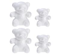 Zerodeko Foam Bear Models Decoratable Foam Shapes 4pcs and White for DIY Decor and Crafting, Lightweight for Wedding Decor and Floral Arrangements