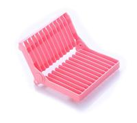 Zerodeko Folding Plastic Dish Rack Utensil Drainer Pink Compact Kitchen Organizer Space-Saving Plate Holder with Foldable Design for Dishes Bowls and Cups Drying