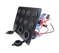 Zerodeko Gang Toggle Rocker Switch Panel with Dual USB Charger and Digital Voltage for Car Boat Rv Yacht Power Control