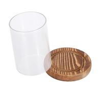 Zerodeko Glass Hurricane Candle Holder Wood Base Cylinder Lantern Windproof Tealight Cover Candle Stand for Wedding Centerpieces