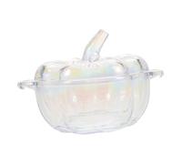 Zerodeko Glass Pumpkin Candy Dish with Lid Colorful Sweet Jar for Halloween and Thanksgiving Decorative Storage Bowl for Candy Cookies and Fall Home Decor