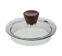 Zerodeko Glass Teapot Replacement Lid for Tea Kettle with Versatile Design and Functional Decoration, Black Glass and Wood Material, for Office Use and Tea Brewing