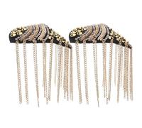 Zerodeko Golden Tassel Epaulettes Vintage Style Shoulder Decorations 2pcs with Rhinestone Link Chain Practical and Versatile for Dinners and Costume Accessories