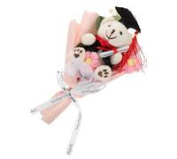Zerodeko Graduation Bear Doll Bouquet Pink Plush Party Decor | PP Cotton, Paper and Plastic Details, Adorable Bear Shape, Graduation Season Gift for Photo Props