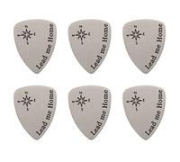 Zerodeko Guitar Picks Silver Titanium Steel with Stylish Printed Design 6pcs product accessories Sturdy and Not Easy to Deform, Ukulele and Bass Instrument Accessories