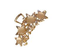 Zerodeko Hair Claw Clip with Cat Eye Stone Rhinestones Women S Hair Claw Clip for Party Wedding and Banquet Stylish Gold Five-point Star Design