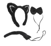 Zerodeko Halloween Cat Costume Set with Sequin Cat Ear Headband Tail and Bowtie Collar for Adults Lightweight Comfortable Accessories for Cosplay and Costume Parties