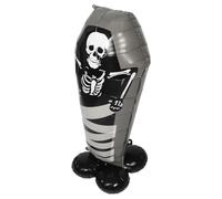 Zerodeko Halloween Standing Aluminium Foil Balloon Coffin Shaped with Skull Design Halloween Party Decoration Balloon for Indoor Events Creating Eerie Ambiance