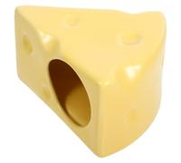 Zerodeko Hamster Hideout with Cooling Feature for Small Pets Ceramic in Cheese Shape, Decorative No Burr Design Summer Hamster House for Comfortable Rest and Shelter