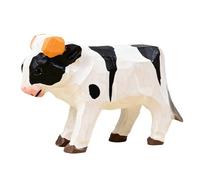 Zerodeko Hand-carved Wooden Cow Figurine Rustic Farmhouse Cow Statue with Detailed Craftsmanship, for Tv Stand or Bookshelf Decoration, for Creating a Warm Atmosphere in Living Room or ’s