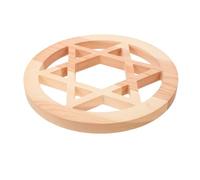 Zerodeko Handcarved Wooden Pentagram Altar Tile with Nonslip Base Natural Grain Altar Wood Round Pentacle Ornament for Rituals and Sacred Space Decoration Portable Witchcraft Home
