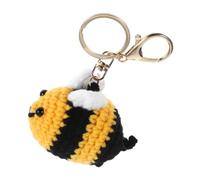 Zerodeko Handmade Crochet Bee Keychain Adorable Knitted Honeybee Pendant for Car Bag Key Holder Unique Cartoon Design Friends and Family Artisanal Quality Accessory