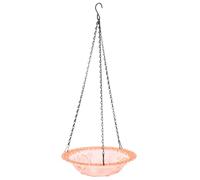 Zerodeko Hanging Bird Water Feeder - Outdoor Plastic Wild Bird Bath Bowl with Hanging Chain - Hummingbird Shower Tub for Backyard Garden Patio Summer Use, Pink
