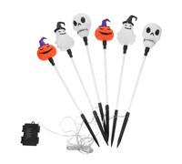 Zerodeko Head LED Halloween Pumpkin Ghost Skull Stake Lights Battery Box Outdoor Pathway Garden Lawn Decoration Energy Saving Halloween Outdoor Markers for Driveway Patio