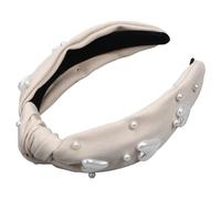 Zerodeko Heart Beaded Headband Women Hairband Pearl Knotted Decorative Headband Thick Knot for Women Valentine Day Girls Hair Accessories