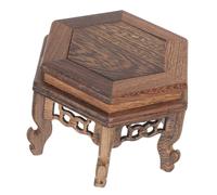Zerodeko Hexagonal Wooden Flower Pot Stand Teapot Pedestal Vase Display Stand for Indoor Desktop Plant Display with Stable Flat Base Retro Style Storage Rack for Home Office