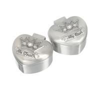 Zerodeko Holder Built-in and Safe Fingers Flannelette with for Baby's Tooth 2pcs Box Alloy Keepsake Round Silver Tooth Storage Box for Birthday and Christmas Toddler Hands Gifts
