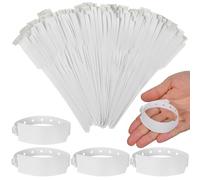 Zerodeko Hospital Patient Wristbands Buckle Preventing Transfer, Waterproof and Tear-resistant 100pcs White Reusable Pvc Identification Bands for Settings