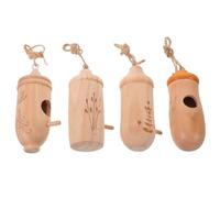 Zerodeko Hummingbird Nesting Houses Wooden with Vented Hollow out Design 4pcs Weather Resistant Hanging Birdhouses in Khaki for Garden and Balcony Outdoor Decor