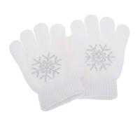 Zerodeko Ice Skating Gloves Crystal Pattern White Knitting Thick Anti Slip Hand Protection for Ice Dance Winter