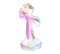 Zerodeko Iridescent Crystal Prayer Cross Sculpture Compact Religious Table Decoration for Home Church Office Fine Carved Devotion Symbol with Artistic Value Thoughtful Christian Baptism