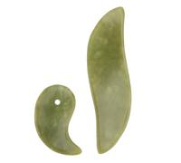 Zerodeko Jade Gua Sha Board Wear-resistant Scraping Board 2pcs Face Massage Tool Green Relaxing Skin Care for Family and Elders