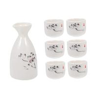 Zerodeko Japanese Style Ceramic Sake with Pot and Six Cups Safe Easy to Clean for Tea Parties and Home Decoration Traditional Japanese Wine Serving Holder