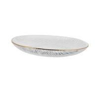 Zerodeko Japanese-Style Gold-Edged Glass Salad Plate Medium Textured Glass Dish for Fruit Dessert Snacks Stackable Flat-Bottom for Dining Parties and Casual Gatherings