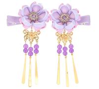 Zerodeko Japanese Style Hair Clip Lightweight Cotton Flower Hair Accessory with Long Tassel for Kimono and Japanese Traditional Clothing