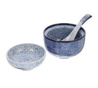 Zerodeko Japanese Style Soup Bowl with Lid and Spoon Ceramic Miso Soup Bowl Rice Bowl Snack Bowl Dessert Bowl Appetizer Bowl Small Steam Bowl for Thai Miso Udon Soup