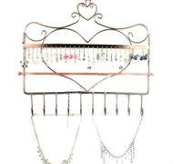 Zerodeko Jewelry Display Rack Organizer Heart Shape Wall Mount Multi-functional with 28 Holes, One Removable Metal Bar, and 10 Hooks Design, Hard Metal Construction for or Back Wall Hook