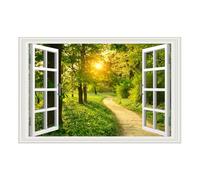 Zerodeko Landscape Patterned Vinyl Wall Sticker Fake Window Decal Gentle Adhesive and No Messy Residue for Bedrooms and Offices, 33.8 X 22 Inches Wall Decor