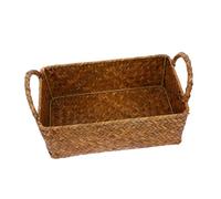 Zerodeko Large Handwoven Straw Basket with Dual Handles Breathable Natural Rattan Sundries Storage Holder Versatile Organizer for Office Home Desk Snacks and Miscellaneous Items