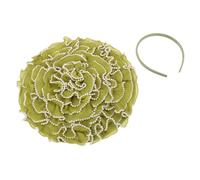 Zerodeko Large Pearl Flower Headpiece Green Pleated Wave Fascinator Hat with Clip and Headband for Party Costume