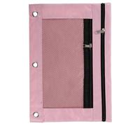 Zerodeko Large Pink Pencil Pouch for Binder with Window and Wear-resistant Oxford Cloth Material, Zippered Double Pocket Design, for Travel and Can Be Put in Suitcase