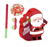 Zerodeko Large Santa Claus with Stick and Blindfold Hang Red Christmas Pinata for Holiday Party Games Classroom Activities Family Gatherings Fillable Space for Candy and Confetti