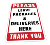 Zerodeko Leave Packages Here Sticker, Waterproof PVC Adhesive Wall Sign for Parcel, Sturdy Package Notice Decal for Home and Office Use